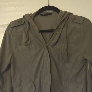 Lightweight Olive Utility Hooded Jacket